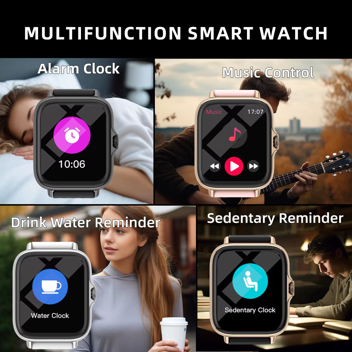 Smart Watch Message Answer Call Sleep Monitoring Sports Pedometer Weather Information Alerts Alarm Clock Wome Smartwatches Men