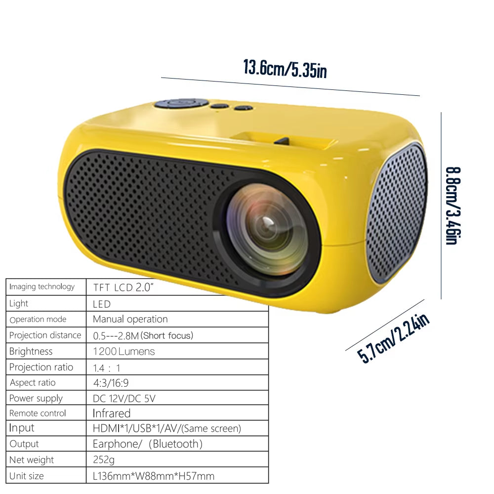 M24 Mini Wired Projector Portable for Mobile Phones LED Projector with Speaker Outdoor Camping/Home for Birthday Gift