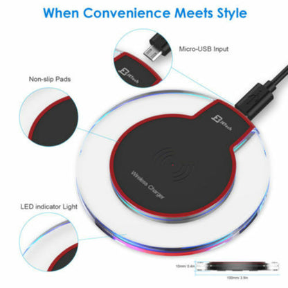 QI Wireless Charger Wifi Charging Pad Mat Dock for Iphone 8 X 11 Samsung S6 9 10