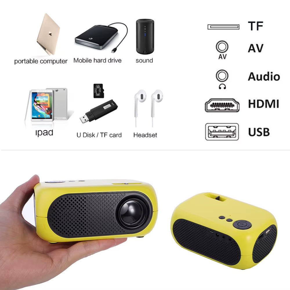 M24 Mini Wired Projector Portable for Mobile Phones LED Projector with Speaker Outdoor Camping/Home for Birthday Gift